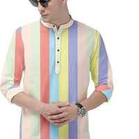 Men's Color Block Spread Collar Casual Shirt