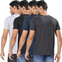 Men's Polycotton Solid Round Neck T-shirts (Pack of 4)