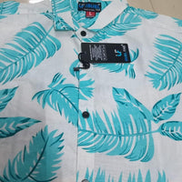 Men's Printed Half Sleeves Regular Collar Casual Shirt White & Light Green