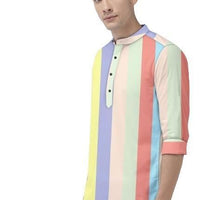 Men's Color Block Spread Collar Casual Shirt