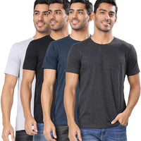 Men's Polycotton Solid Round Neck T-shirts (Pack of 4)