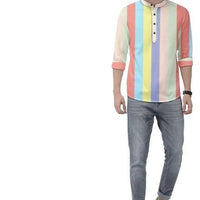 Men's Color Block Spread Collar Casual Shirt
