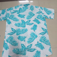 Men's Printed Half Sleeves Regular Collar Casual Shirt White & Light Green